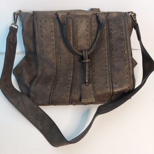 Borsani Moss Green Large Tote Handbag Crossbody Rivets Defects